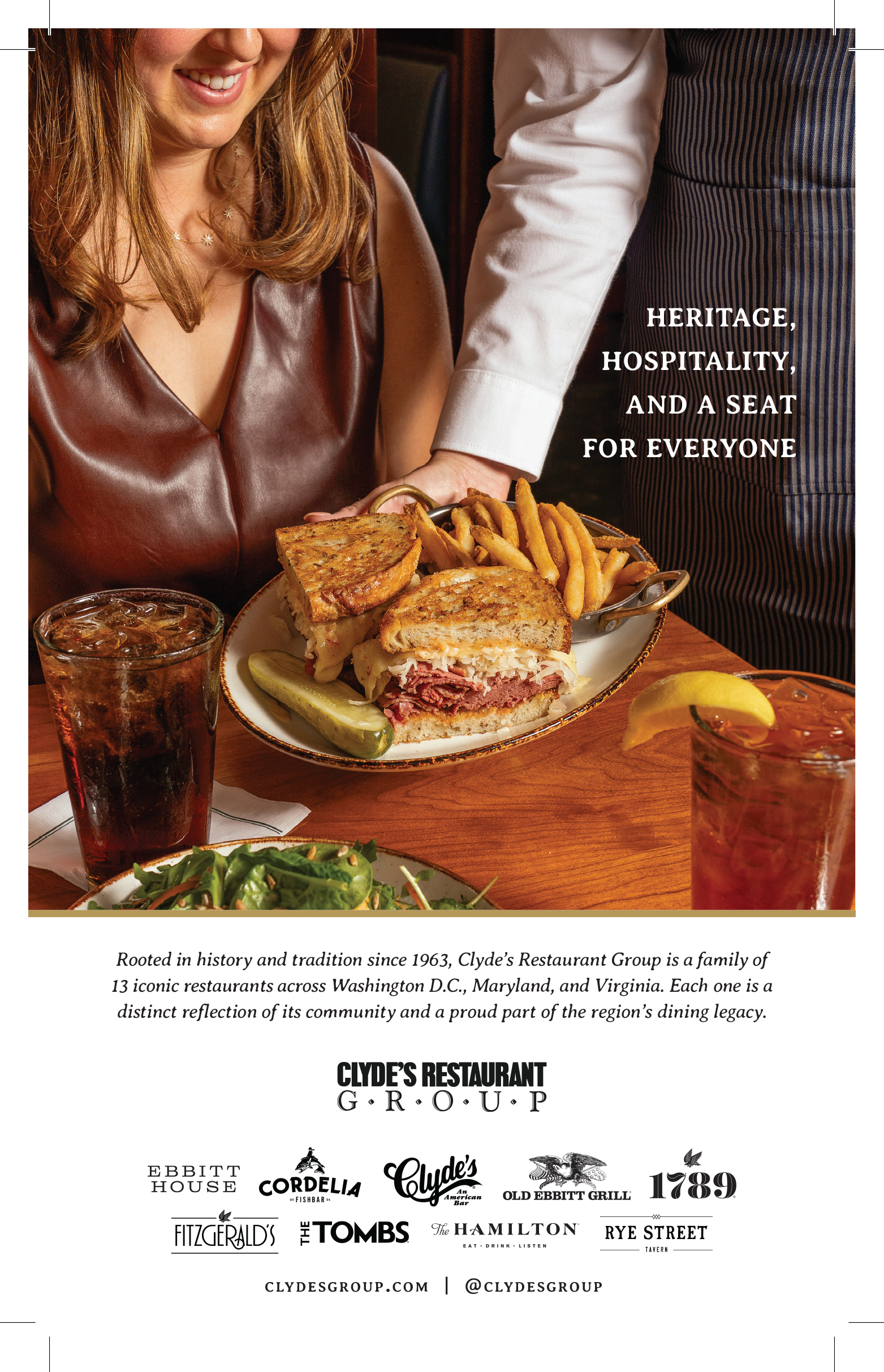 Ad for the Clyde Group restaurants.