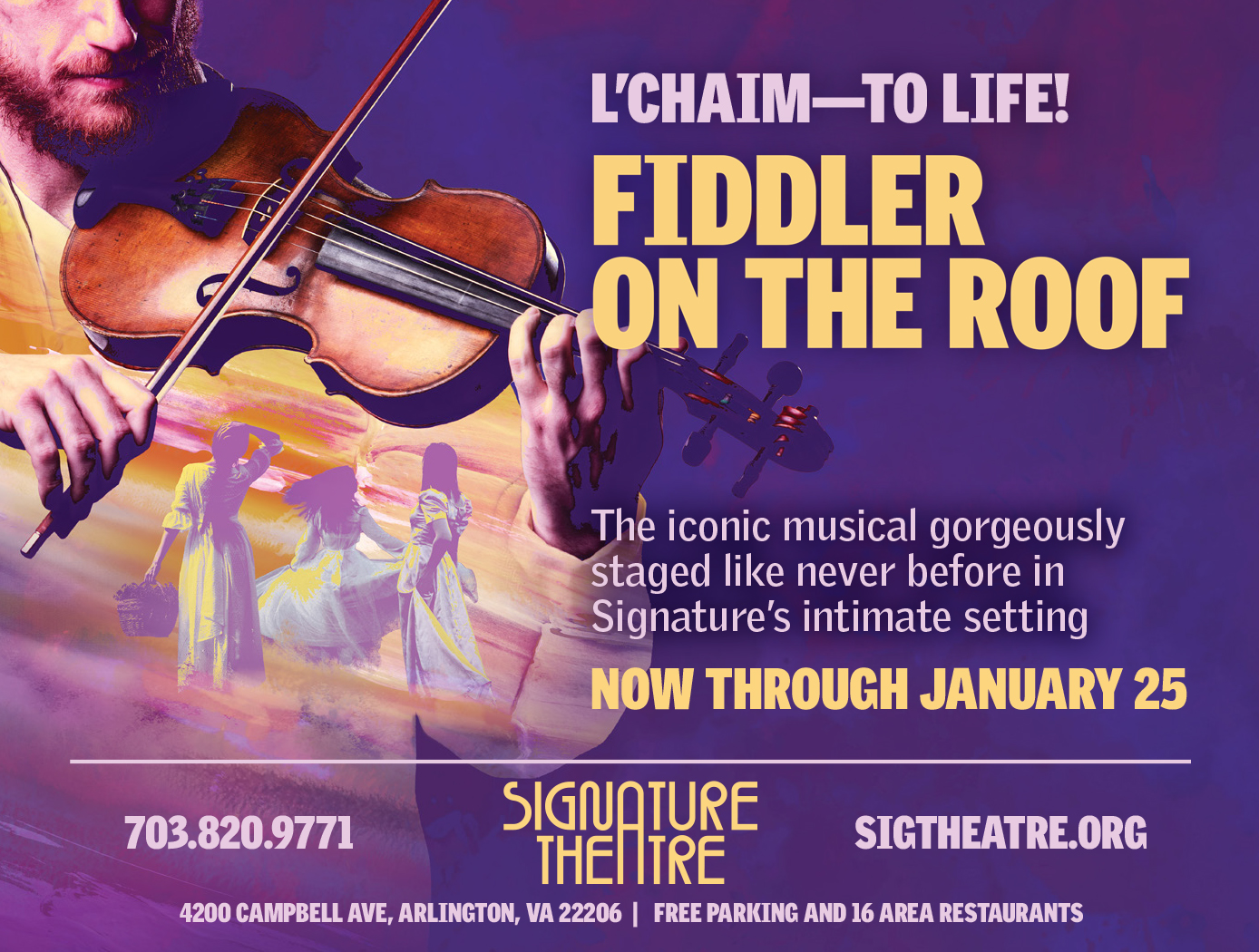 Ad for Fiddler on the Roof at Signature Theatre.