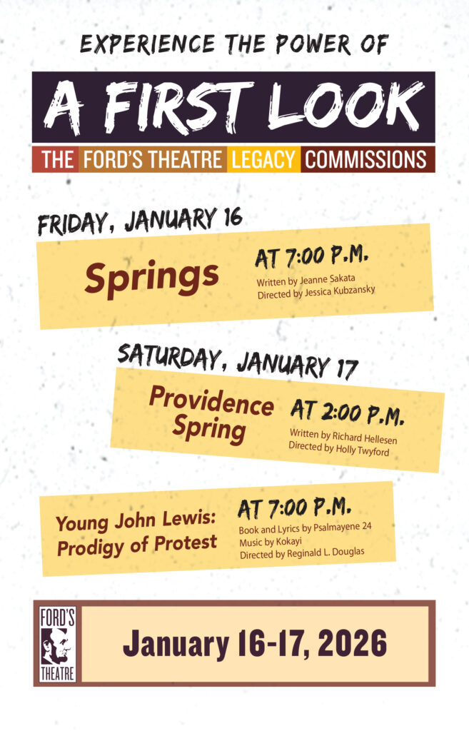 Cover for the A First Look program, containing names and dates of all performances. All information repeated later in the program.